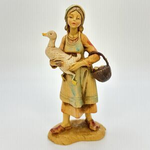 Vintage Fontanini Nativity 5" Figure "Deborah" Holding Goose & Egg Basket 1983